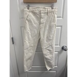 Mother Superior Shaker Prep Fray Off White high rise Denim Trousers Pants